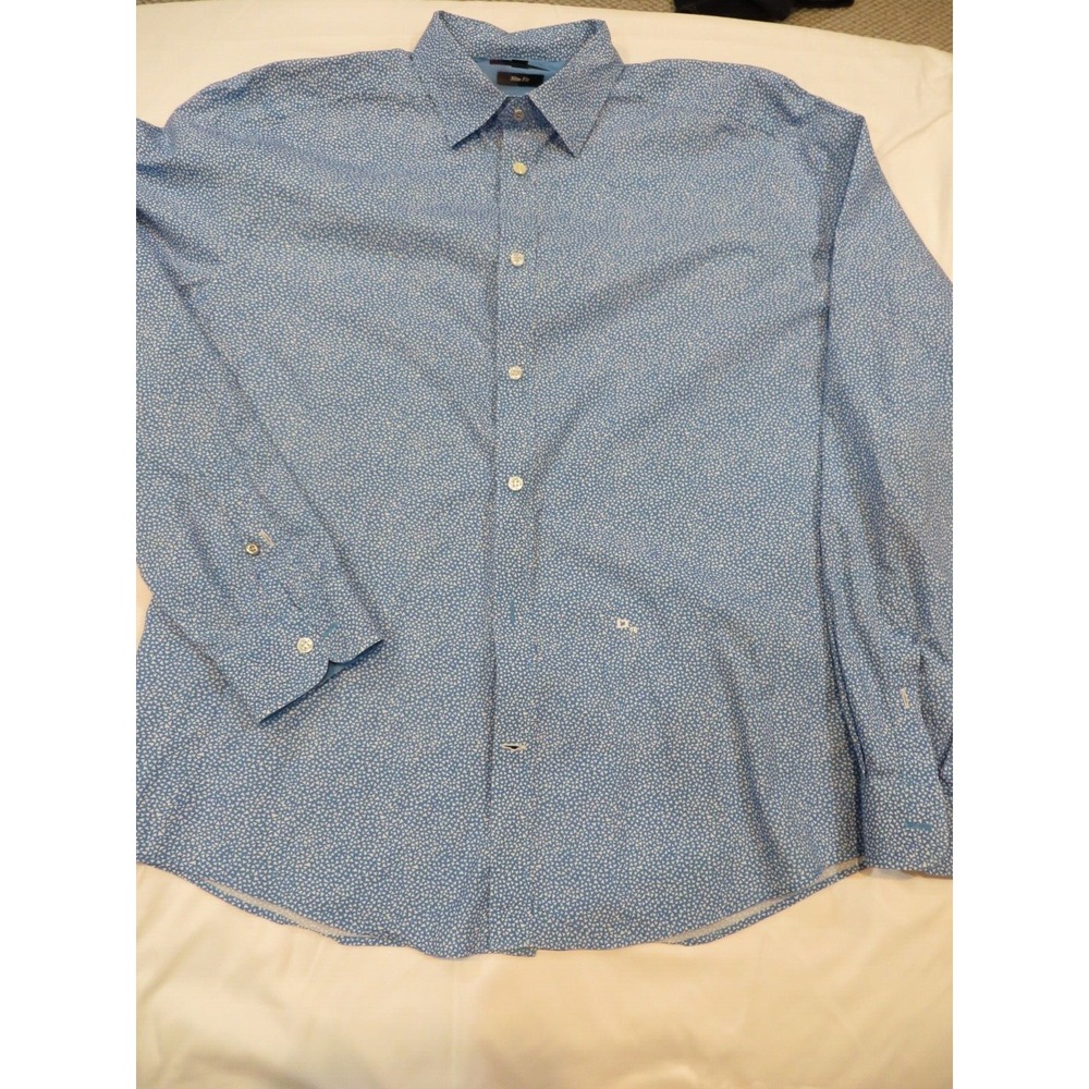 Diesel Co Mens Shirt Geometric Print Blue Slim Fit Long Sleeve Size L Preppy